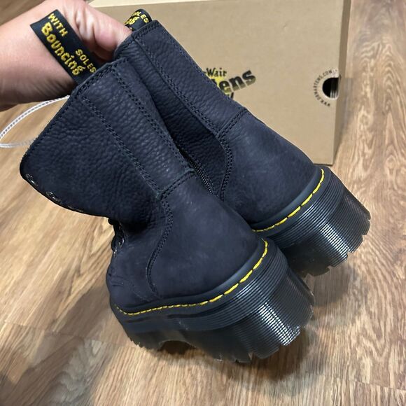 DR MARTENS Jadon black leather platform lace up zipper boots booties shoes 7 new - Picture 3 of 7